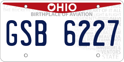 OH license plate GSB6227