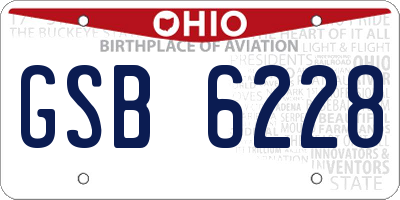 OH license plate GSB6228