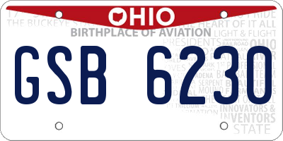 OH license plate GSB6230