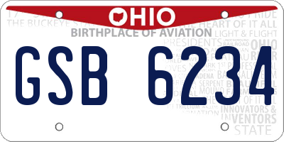 OH license plate GSB6234