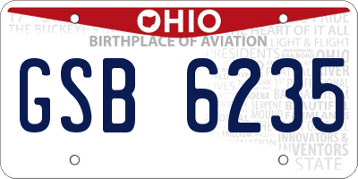 OH license plate GSB6235