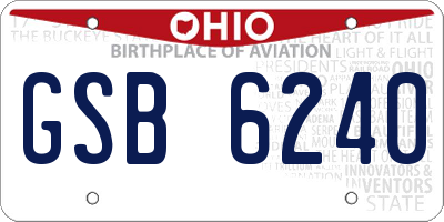 OH license plate GSB6240