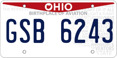 OH license plate GSB6243