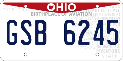 OH license plate GSB6245