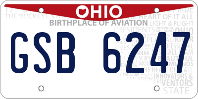 OH license plate GSB6247