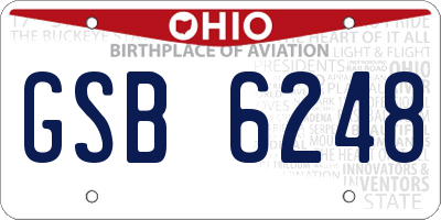 OH license plate GSB6248