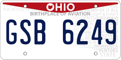 OH license plate GSB6249