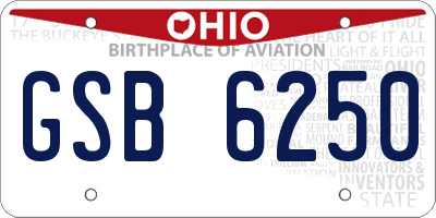 OH license plate GSB6250