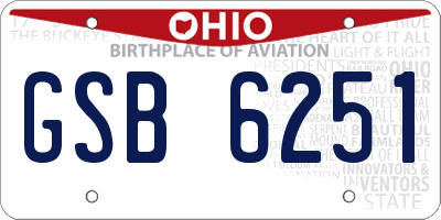 OH license plate GSB6251