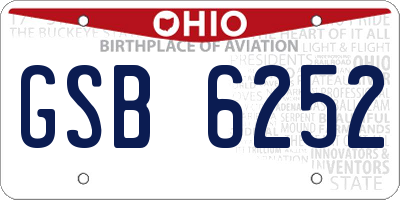 OH license plate GSB6252