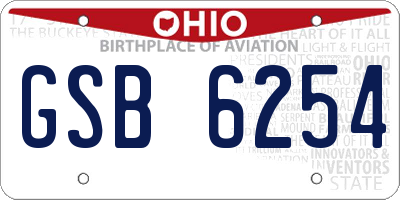 OH license plate GSB6254