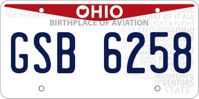 OH license plate GSB6258