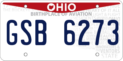 OH license plate GSB6273