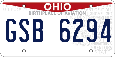 OH license plate GSB6294