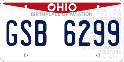 OH license plate GSB6299