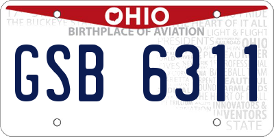 OH license plate GSB6311