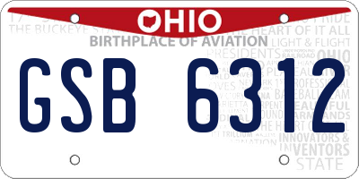 OH license plate GSB6312