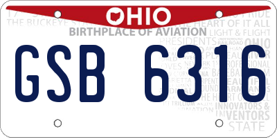 OH license plate GSB6316