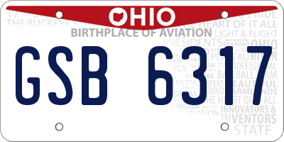OH license plate GSB6317