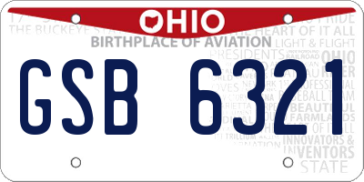 OH license plate GSB6321