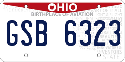 OH license plate GSB6323