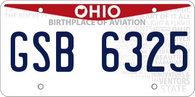 OH license plate GSB6325