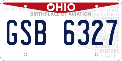 OH license plate GSB6327