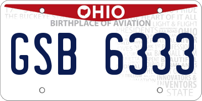 OH license plate GSB6333