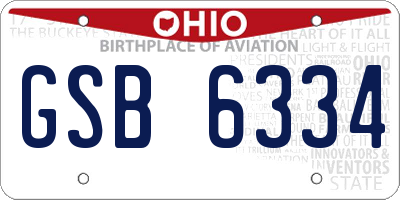 OH license plate GSB6334