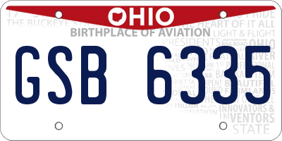 OH license plate GSB6335