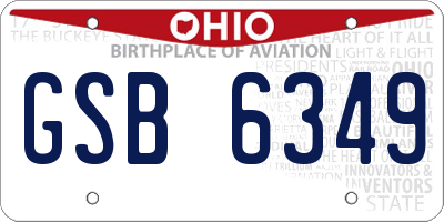 OH license plate GSB6349