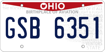 OH license plate GSB6351