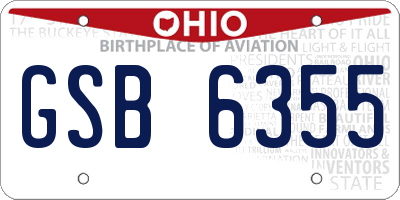 OH license plate GSB6355