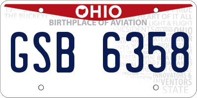 OH license plate GSB6358