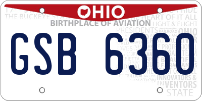 OH license plate GSB6360