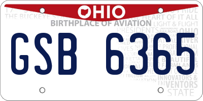 OH license plate GSB6365