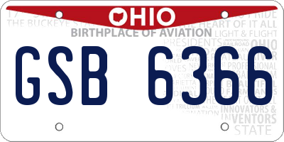 OH license plate GSB6366