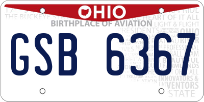 OH license plate GSB6367