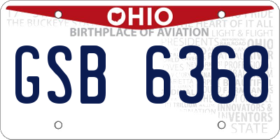 OH license plate GSB6368