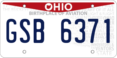 OH license plate GSB6371