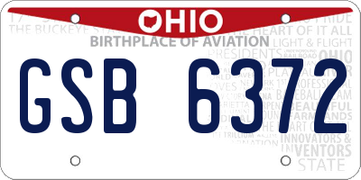 OH license plate GSB6372