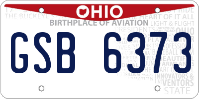 OH license plate GSB6373