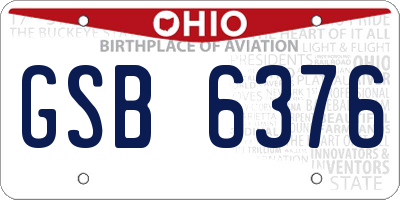 OH license plate GSB6376