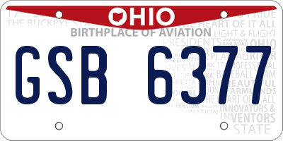 OH license plate GSB6377