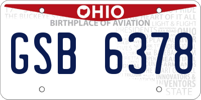 OH license plate GSB6378