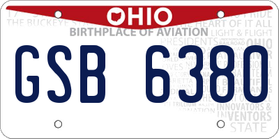 OH license plate GSB6380