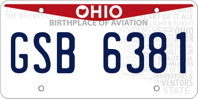 OH license plate GSB6381