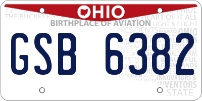 OH license plate GSB6382