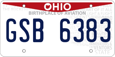 OH license plate GSB6383