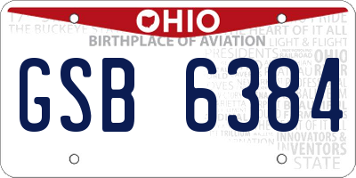 OH license plate GSB6384